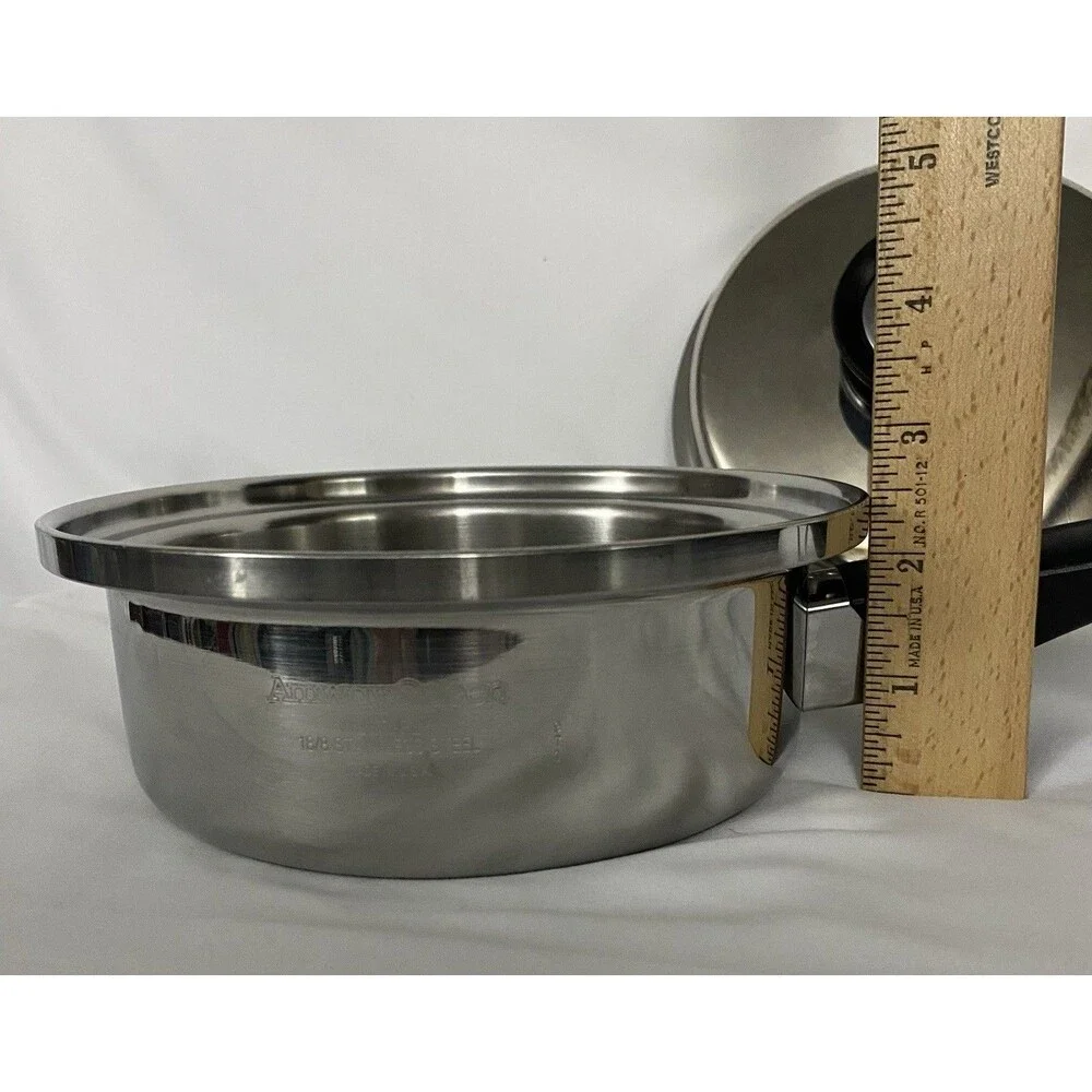 Amway Queen .75 Quart Sauce Pan & Lid Multi Ply 18/8 Stainless Cookware USA